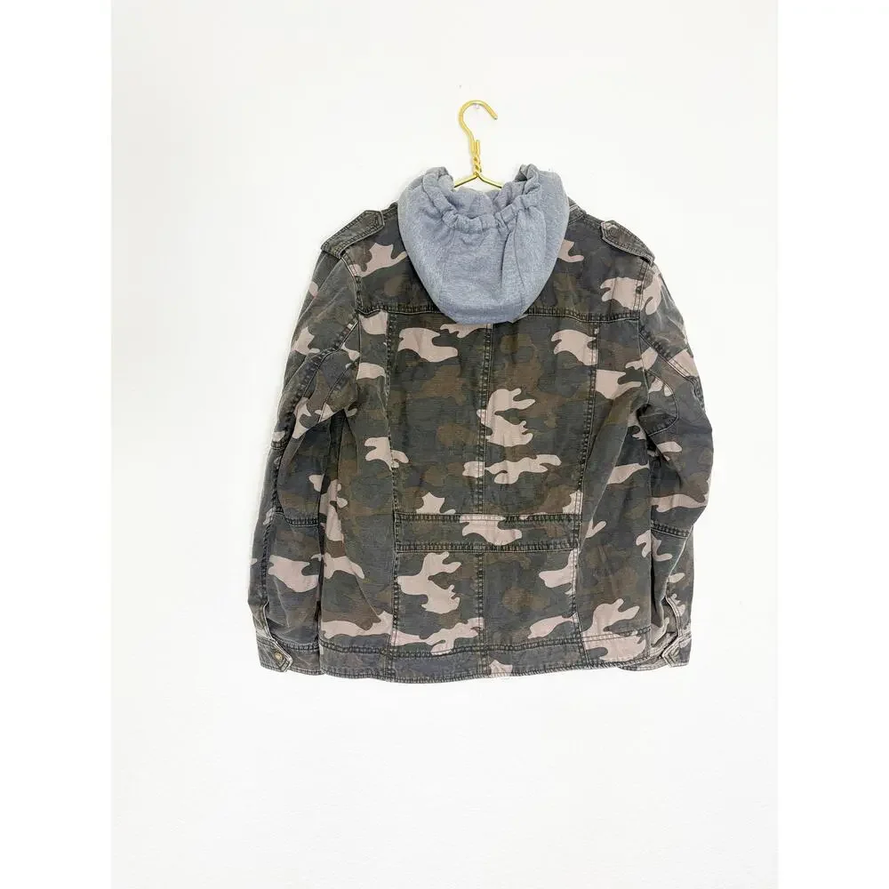 Levi's Men's Washed Cotton Hooded Military Jacket Size Small Camouflage Dickie